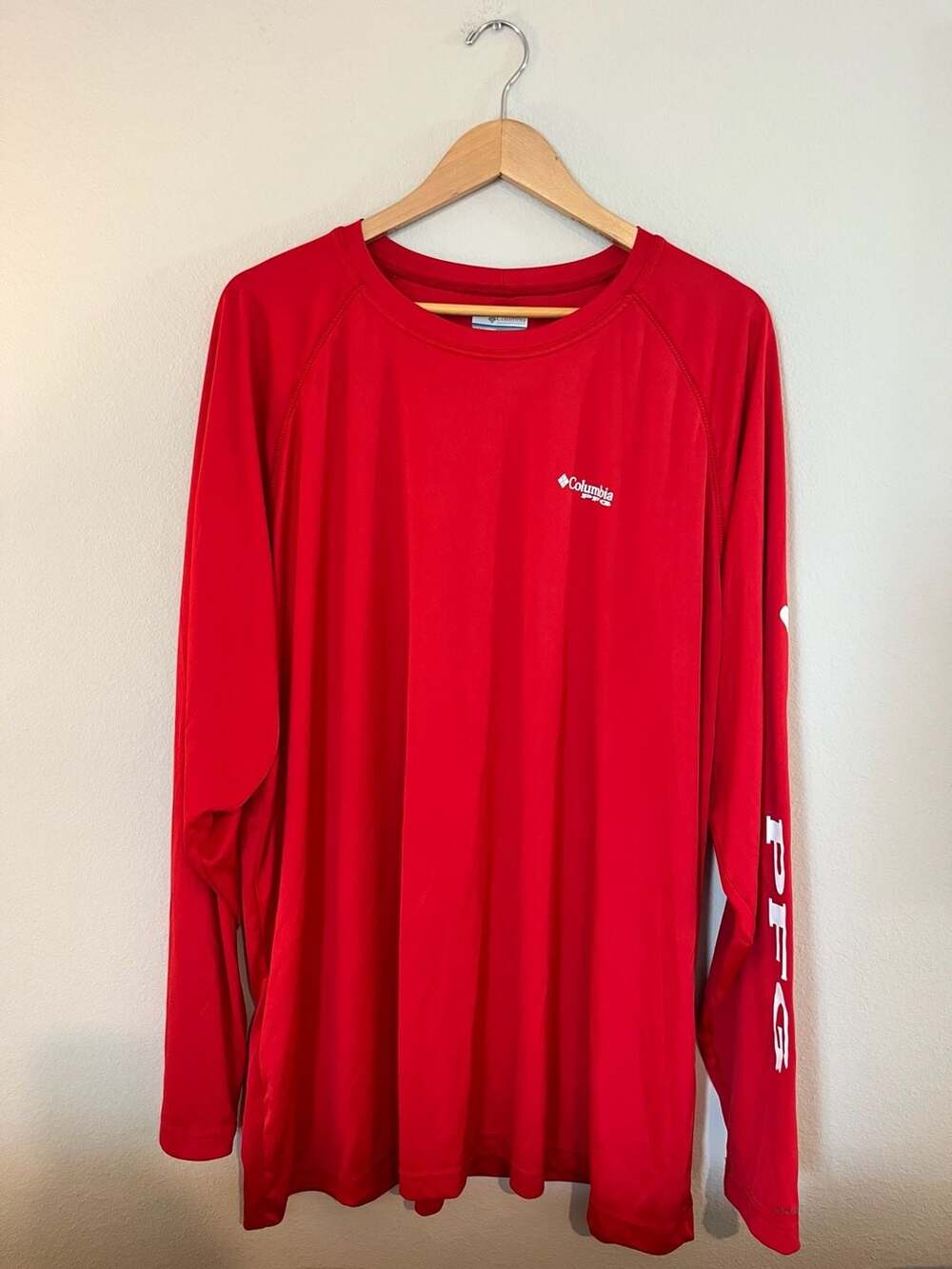 Columbia PFG, Big&Tall 4XL Long Sleeve, Red, Fishing, Outdoorsy, Sun Protection